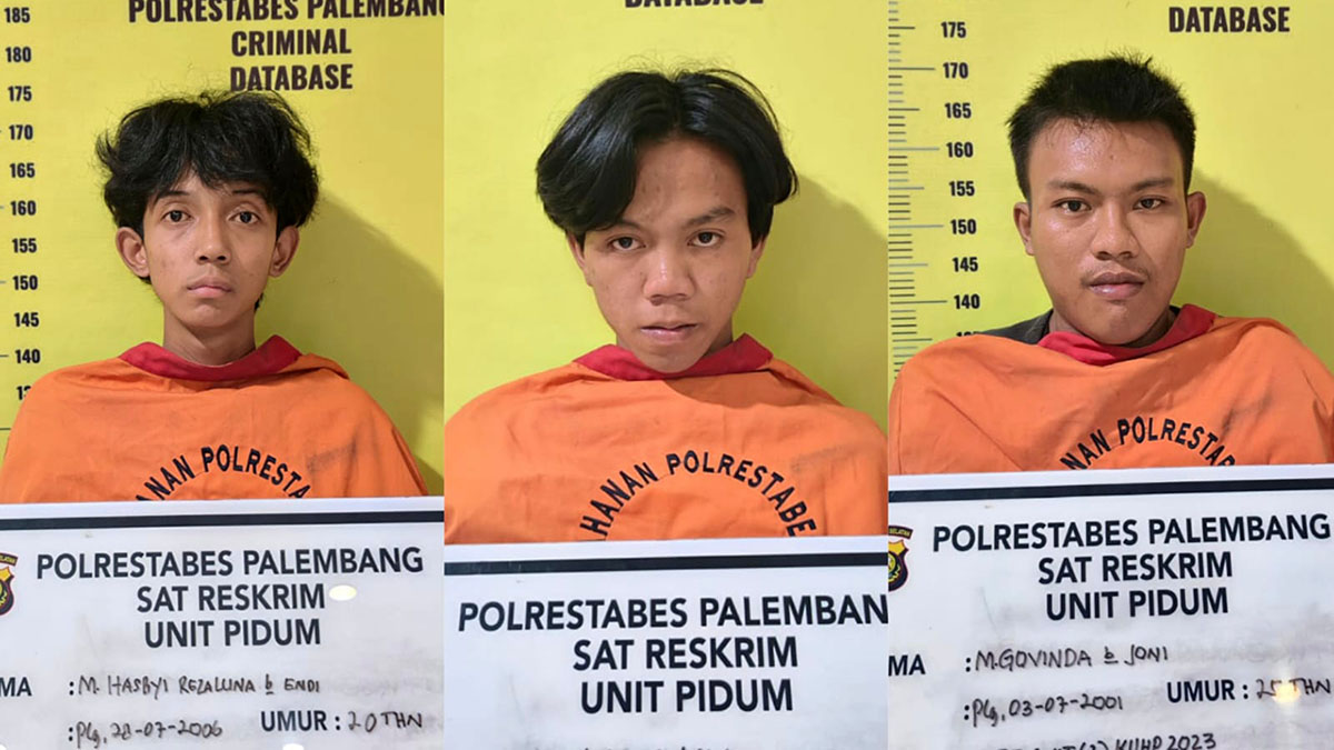 Polisi dari Tim Opsnal Unit Pidum Satreskrim Polrestabes Palembang ringkus 3 pencuri kabel proyek di Palembang. Foto: Satreskrim Polrestabes Palembang