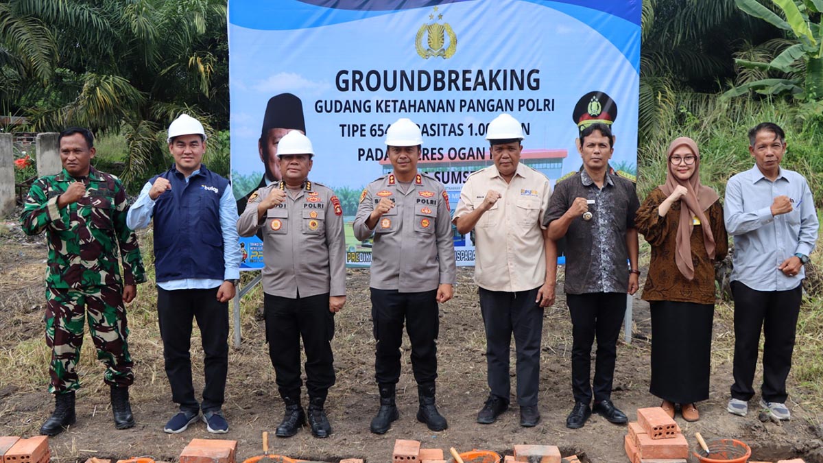 Groundbreaking pembangunan Gudang Ketahanan Pangan Polri Tipe 654 Kapasitas 1.000 Ton pada Polres Ogan Ilir Polda Sumsel. Foto: Humas Polres Ogan Ilir