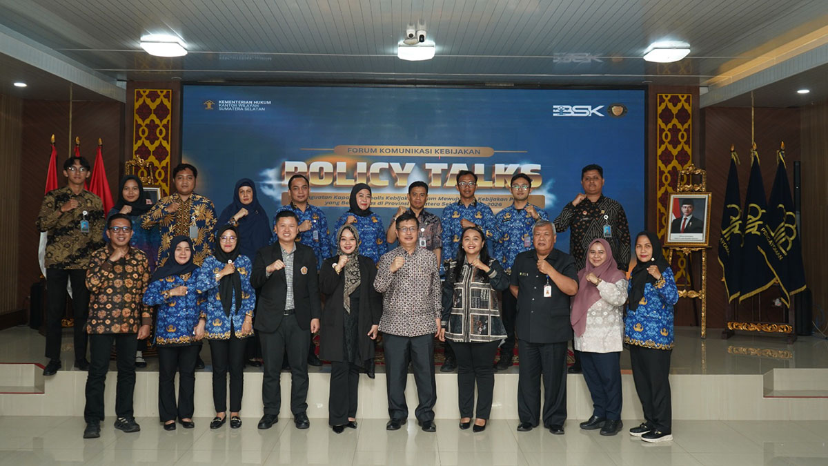 Gelar Forum Komunikasi Kebijakan 2026, Kanwil Kemenkum Sumsel perkuat peran Analis Kebijakan. Foto: Humas Kanwil Kemenkum Sumsel